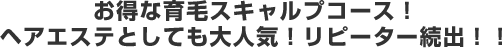 お得な育毛スキャルプコース!ヘアエステとしても大人気!リピーター続出!